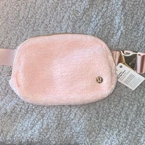 Lululemon pink fleece belt bag